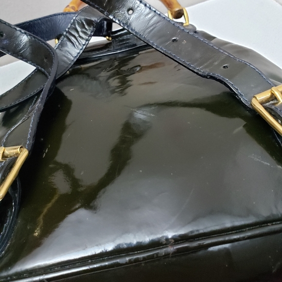 Authentic GUCCI Bamboo Backpack Enamel Black - Picture 14 of 14